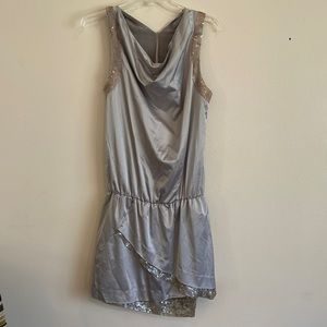 Unique sequence, silver mini party dress, never worn